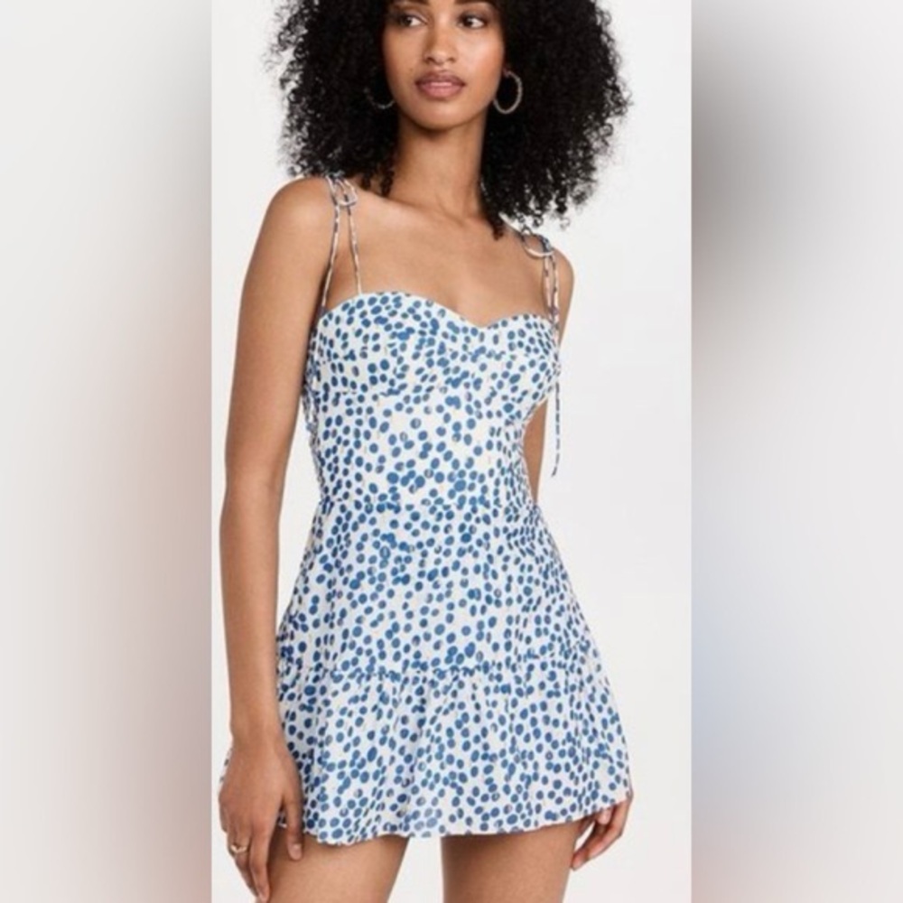 Amanda Uprichard Champagne Skort Romper in Electric Dot Mini Dress